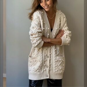 Aritzia Wilfred Alps pom-pom Marino wool cardigan